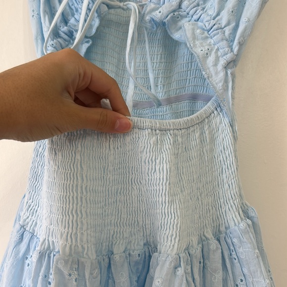 Pretty In Eyelet Mini Dress - Light Blue - Picture 8 of 9